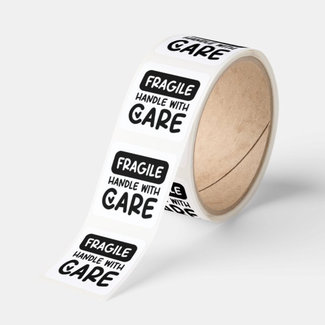 FRAGILE Handle With Care Heart Square Sticker (Roll)