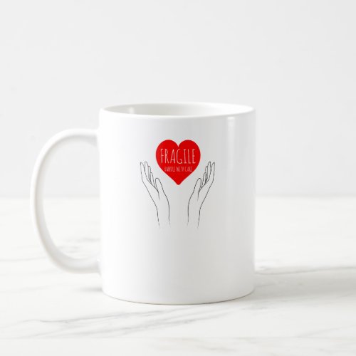 Fragile Handle With Care Love heart 4  Coffee Mug