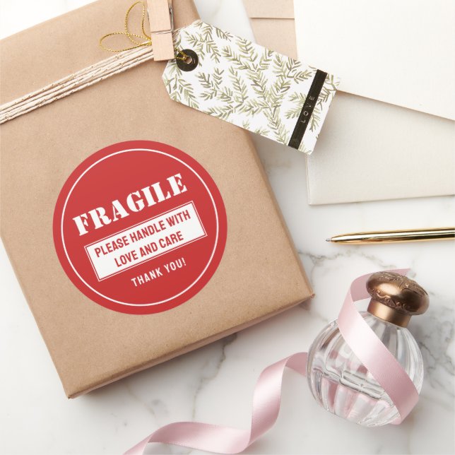 Fragile Handle With Care Mailing and Packaging Classic Round Sticker (Gifting)
