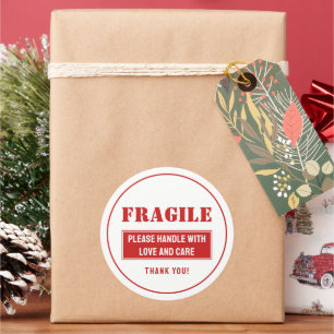 Fragile Handle With Care Mailing and Packaging Classic Round Sticker