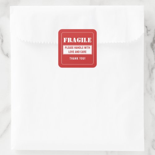 Fragile Handle With Care Mailing and Packaging Square Sticker