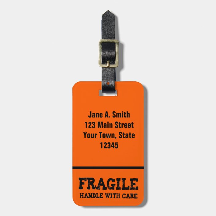 handle with care luggage tag