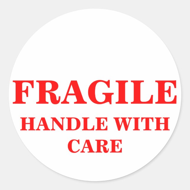 FRAGILE HANDLE WITH CARE package shipping label (Front)