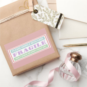 Fragile Handle With Care Packaging Colorful Rectangular Sticker