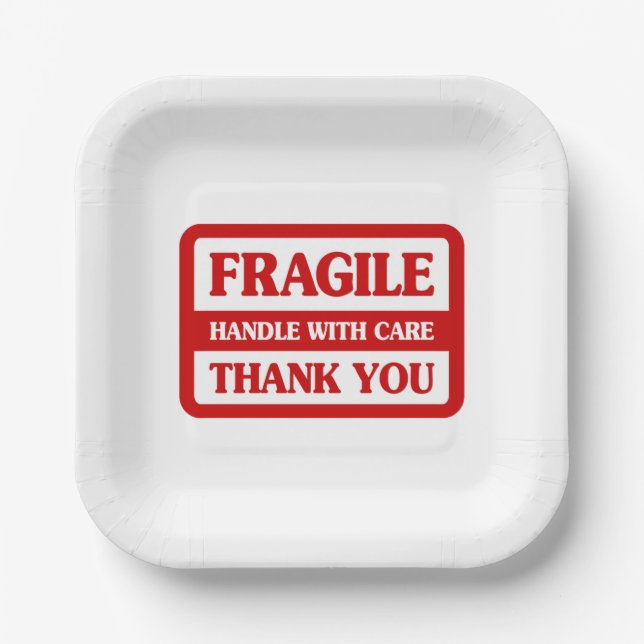 Fragile Handle With Care Paper Plates (Front)