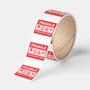 FRAGILE Handle With Care Red Warning Sticker Desig