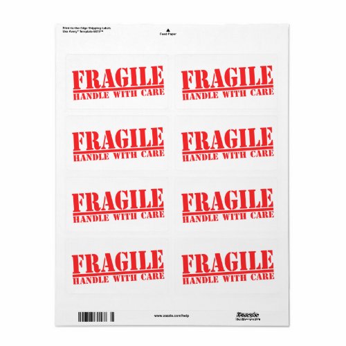 Fragile Handle With Care Shipping Labels Red Text