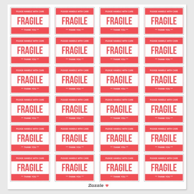 Fragile Handle With Care Shipping Sticker (Sheet)