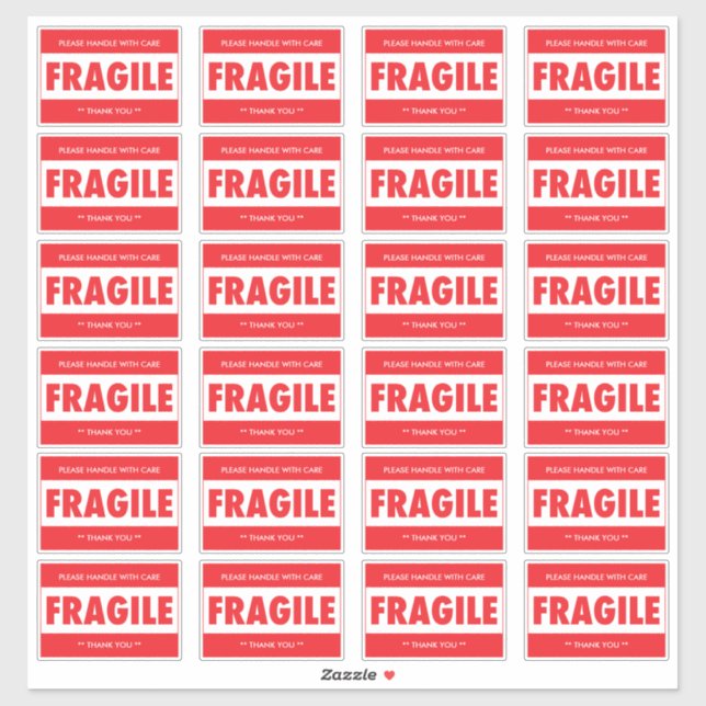 Fragile Handle With Care Shipping Sticker (Sheet)