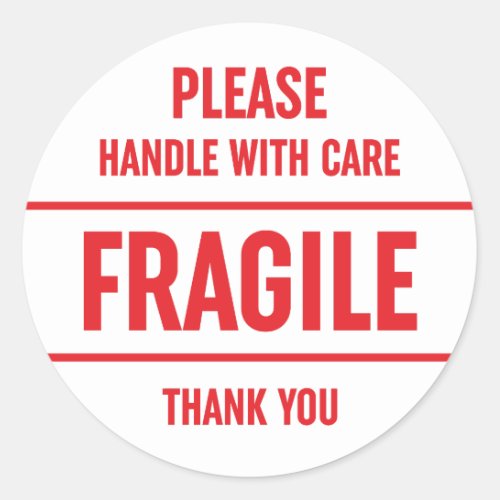 Fragile Handle With Care Warning Classic Round Sticker