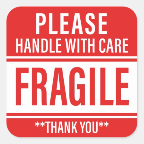 Fragile Handle With Care Warning Square Sticker