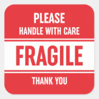 Fragile Handle With Care Warning Square Sticker