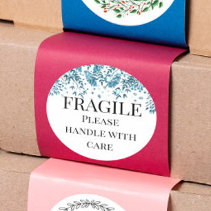 Fragile Handle With Care Winter shipping Classic Round Sticker