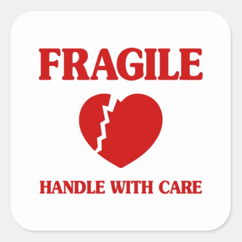 Fragile Heart Handle With Care Square Sticker