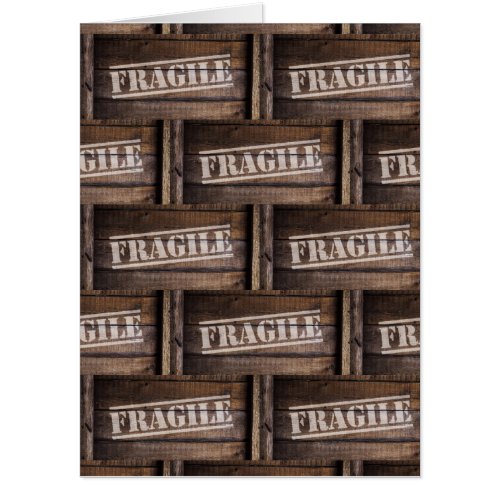 Fragile heart romantic vintage wood crate card