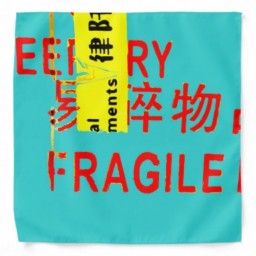 FRAGILE Markings _ Torn Peeled Package Bandana