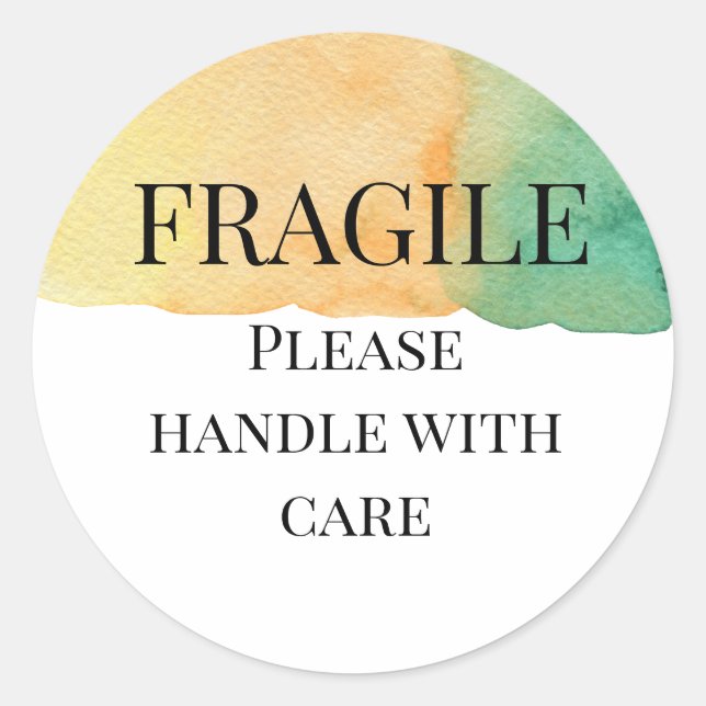 Fragile please handle with care classic round sticker (Front)