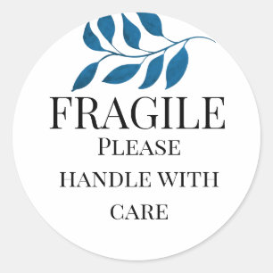 Fragile please handle with care with leaf classic round sticker