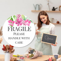 Fragile please handle with care yellow pink floral