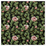 Fragile roses. Floral pattern on black Fabric