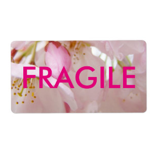 FRAGILE shipping labels custom Pink Blossoms