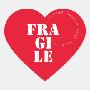 Fragile shipping stiker advice heart - shaped sticker
