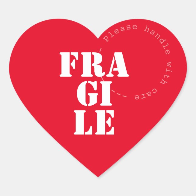 Fragile shipping stiker advice heart - shaped sticker (Front)