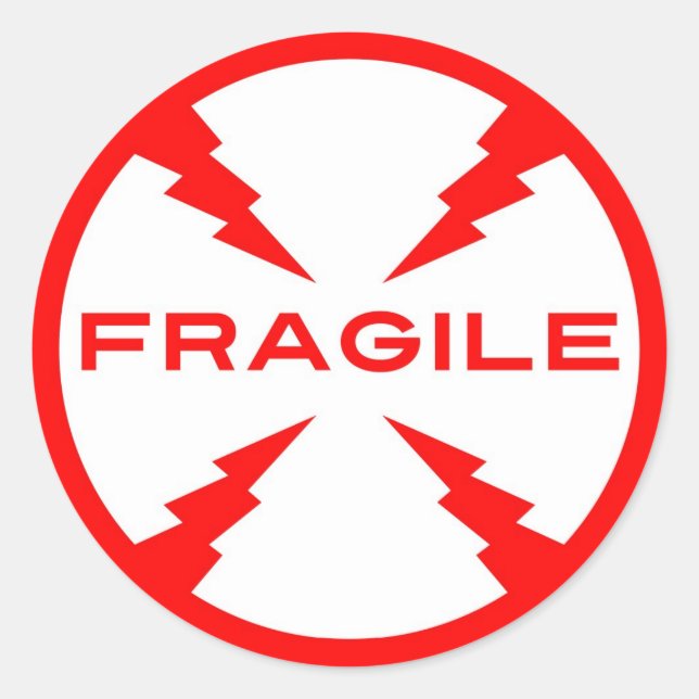 Fragile Symbol Round Stickers (Front)