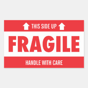 Fragile This Side Up Handle With Care Rectangular Sticker