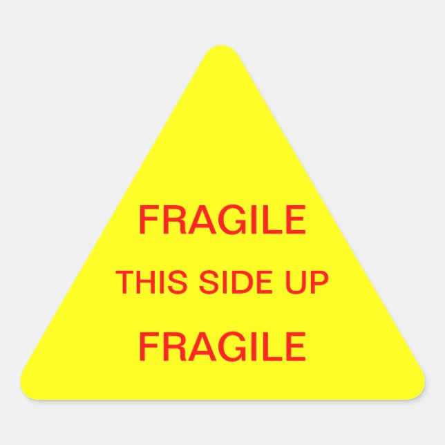 Fragile This Side Up Triangle Sticker (Front)