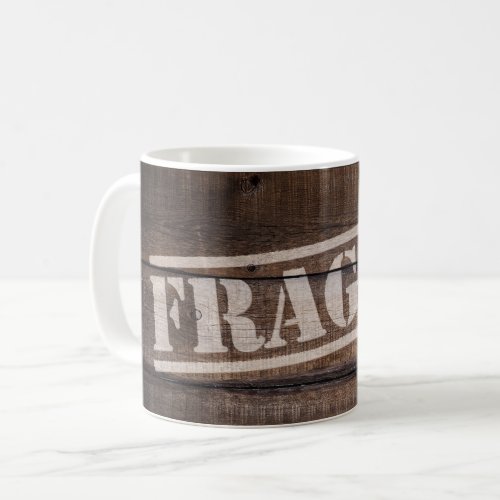 Fragile wood crate vintage brown rustic coffee mug