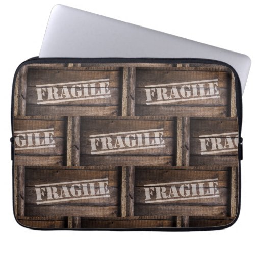 Fragile wood crate vintage brown white rustic  laptop sleeve