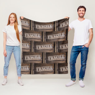 Fragile wood crate vintage fleece blanket