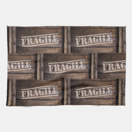 Fragile wood crate vintage kitchen towel