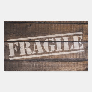 Fragile wood crate vintage rectangular sticker