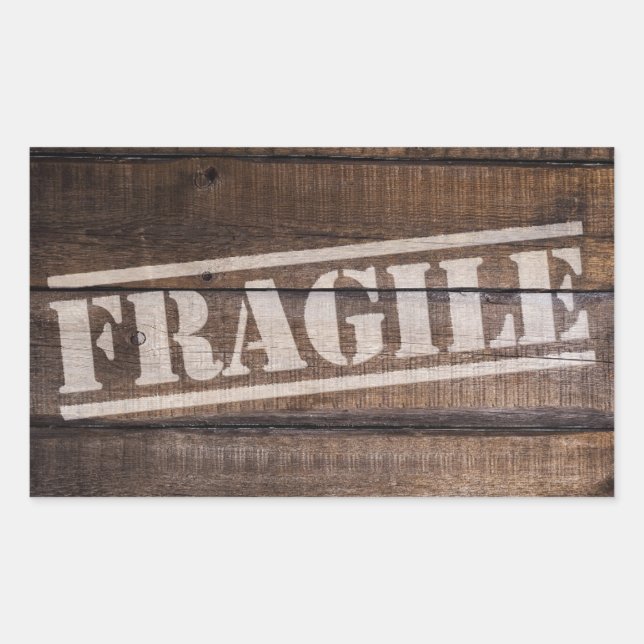 Fragile wood crate vintage rectangular sticker (Front)