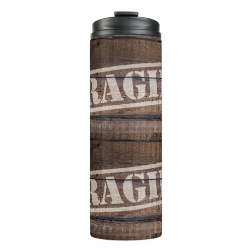 Fragile wood crate vintage shipping brown thermal tumbler
