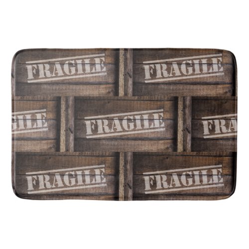Fragile wood crate vintage woodgrain shipping bath mat