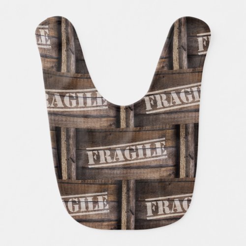 Fragile wood vintage shipping crate brown baby bib