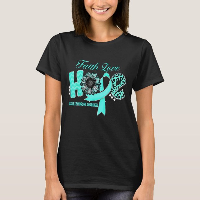 Fragile X Syndrome AwarenessHope Ribbon Sunflower T-Shirt (Front)