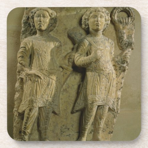Fragment of a bas_relief plaque depicting two sold beverage coaster