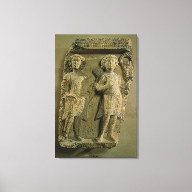 Fragment of a bas-relief plaque depicting two sold canvas print (Front)