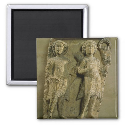 Fragment of a bas_relief plaque depicting two sold magnet