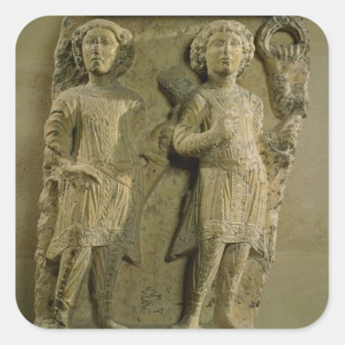 Fragment of a bas_relief plaque depicting two sold square sticker