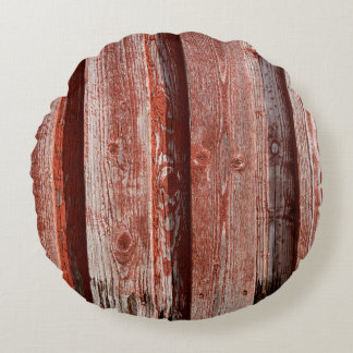 Fragment of an old painted wooden wall. Background Round Pillow