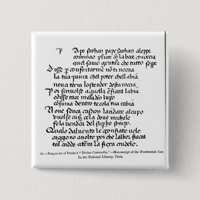 Fragment of Dante's  'Divina Commedia' Button (Front)