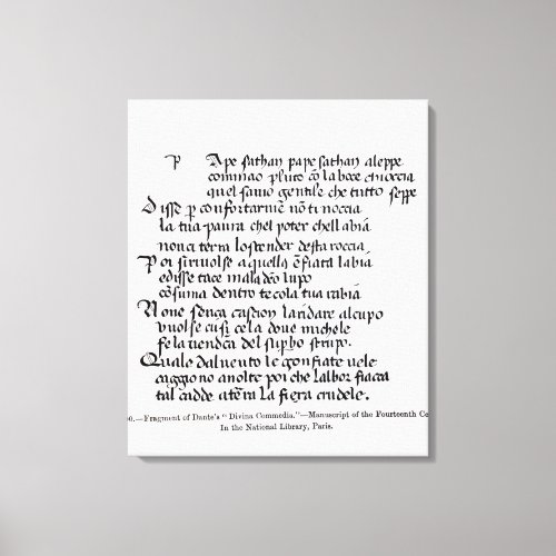 Fragment of Dantes  Divina Commedia Canvas Print