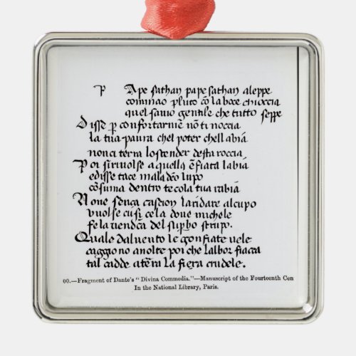 Fragment of Dantes  Divina Commedia Metal Ornament
