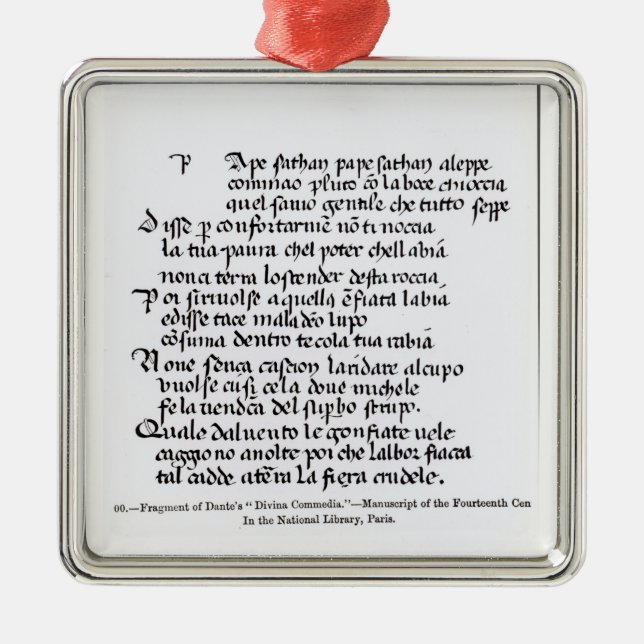 Fragment of Dante's  'Divina Commedia' Metal Ornament (Front)