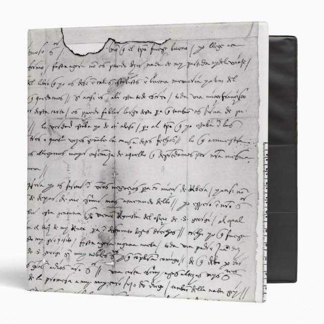 Fragment of letter written by Christopher 3 Ring Binder (Front/Inside)
